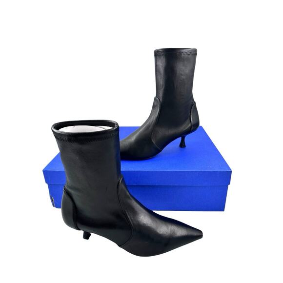 Stuart Weitzman $650 NAOMI 50 Ankle Booties Sz 6 NIB Black Nappa Leather Kitten - Picture 6 of 16